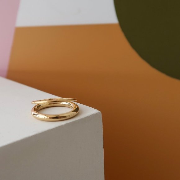 NEW 18K Gold Plated Double Layer Open Ring - Picture 4 of 6